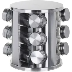 Maestro Joseph Joseph SpiceStore Rund Behälter Schwarz Transparent 10 Stücke, Pfeffermühle + Salzmühle, Silber