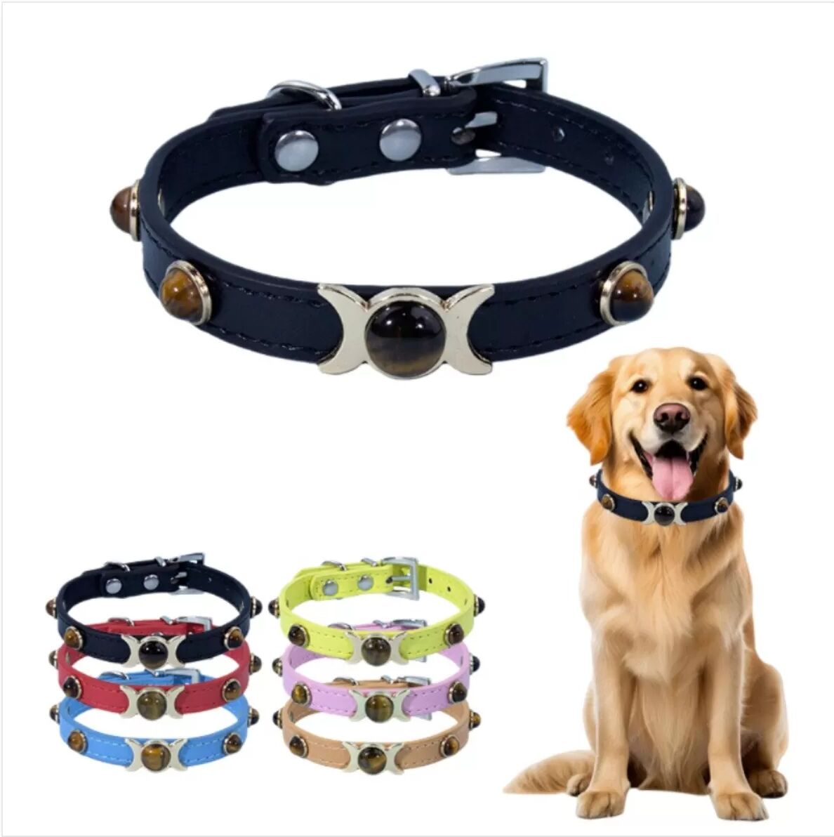 INF Collier pour animaux en PU réglable – Collier en simili cuir pour chiens et chats, design minimaliste et finition XS