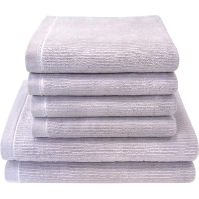 Handtuch Set DYCKHOFF "Landscape", lila (lavendel), 6 Stk., Walkfrottier, Walkfrottier, Obermaterial: 100% Baumwolle, Handtuch-Sets, 4 Handtücher (50x100cm), 2 Duschtücher (70x140cm)