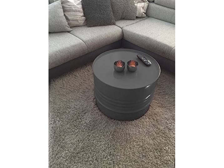 SRM-Design Fassmöbel Tisch Couchtisch Ölfass Beistelltisch mehrere Farben 45 cm hoch ø 57 cm Durchmesser (Anthrazit)