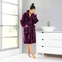 JASMINELLA Coral-Fleece-Bademantel mit Schalkragen Mini Dots "Andrea"