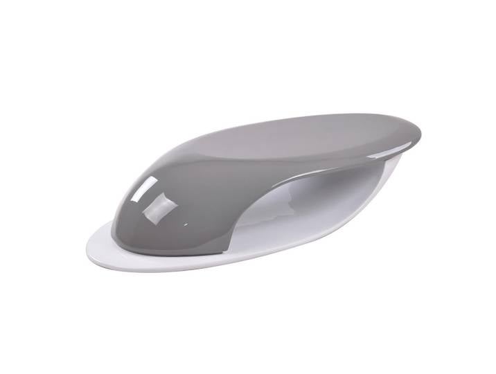 Livetastic Couchtisch, Weiß Hochglanz, Grau Hochglanz, Kunststoff, oval, 58x30x130 cm, Wohnzimmer, Wohnzimmertische, Couchtische