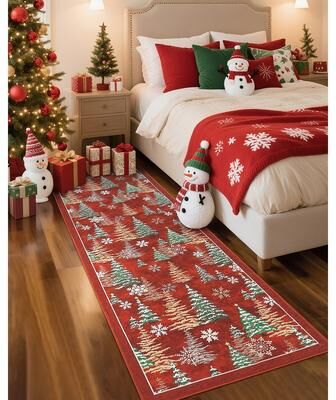 Garvee Christmas Tree Snowflake Washable Area Rug