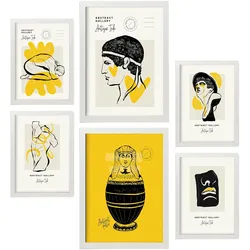 POSTER Set Mit 6 In Schwarzer Tinte Körperverehrung Von Der Griechischen Mythologie Inspirierte Drucke Für Innenarchitektur A3 & A4 Weißer Rahmen