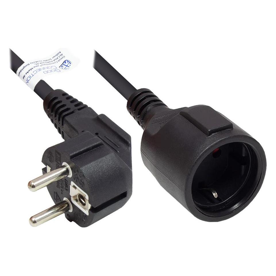 Good Connections Verlängerung Schutzkontakt-Stecker Typ E+F (CEE 7/7, gewinkelt) an Buchse Typ F (CEE 7/3, gerade), s (5 m, CEE 7/3, CEE 7/7) (P0102-S050)