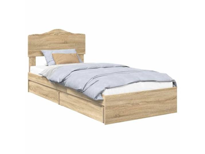 Moderne Bettgestell mit Stauraum 90x190 cm Sonoma-Eiche Holzwerkstoff
