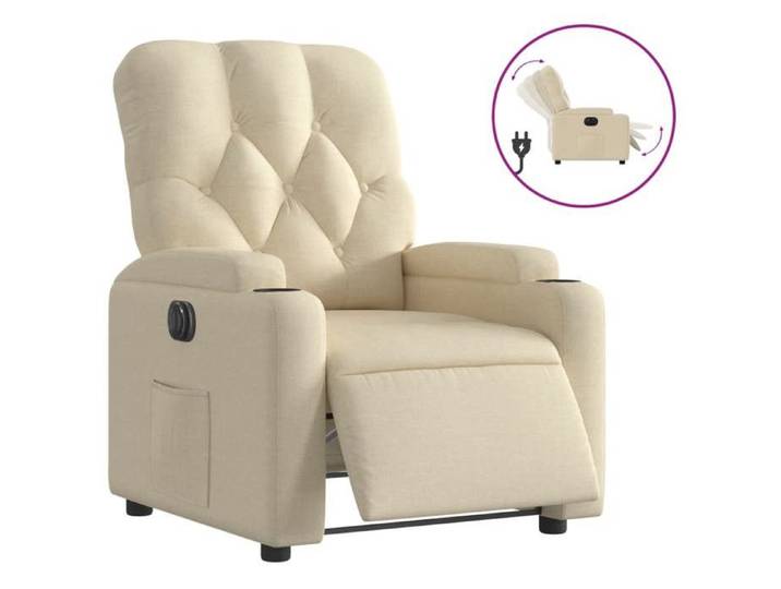 Fauteuil inclinable - VIDAXL - 1 PLACE - inclinaison électrique - Crème Tissu 74x86.5x93.5 cm F2574