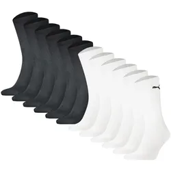 PUMA Unisex Sportsocken, 12er Pack - Sport Crew Socken, ECOM, Logo, einfarbig Schwarz/Weiß / 43-46