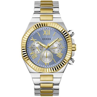 Multifunktionsuhr GUESS "EQUITY", silber (silberfarben, goldfarben), Armbanduhren, Herren, Armbanduhr, Quarzuhr, Herrenuhr, Edelstahlarmband