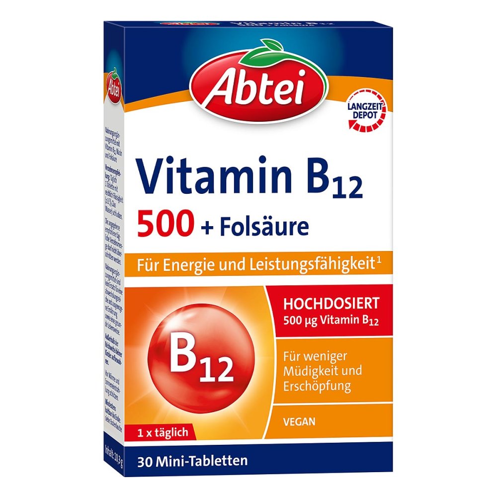 Perrigo Deutschland GmbH Abtei Vitamin B12 500 + Folsäure Tabletten 18406990