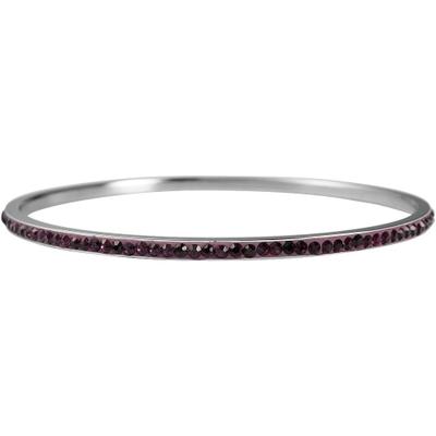 Armreif ADELIA´S "Armband – Armreif aus Edelstahl mit Zirkonia Ø 6,5 cm cm", lila (silber), Armbänder, Damen, 6,5cm, Edelstahl, Armreif, Perfekt als Geschenk zum Geburtstag