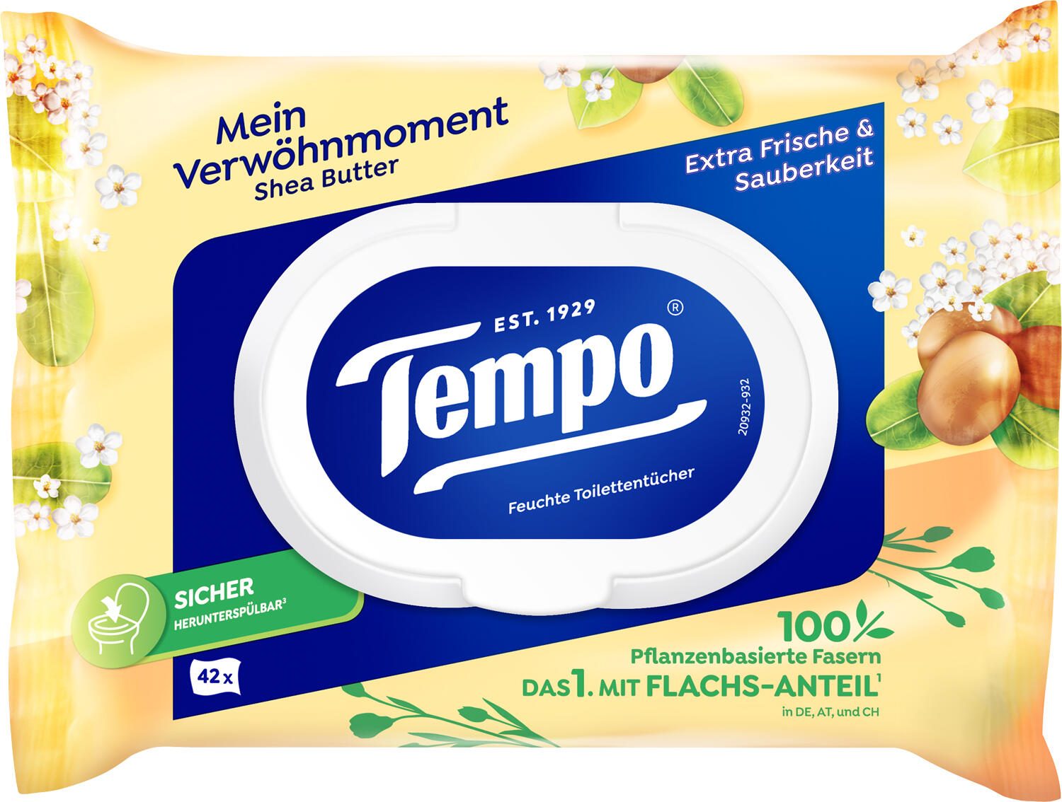 Tempo Feuchtes Toilettenpapier Avocado und Shea Butter 1-lagig 836228