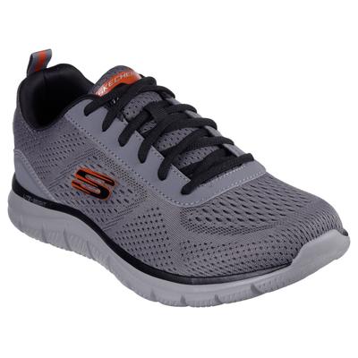 Sneaker SKECHERS "TRACK-LESHUR", Herren, Gr. 39, Textil, grau (dunkelgrau), Lederimitat, Textil, Schuhe Sneaker, Freizeitschuh, Trainingsschuh im Materialmix