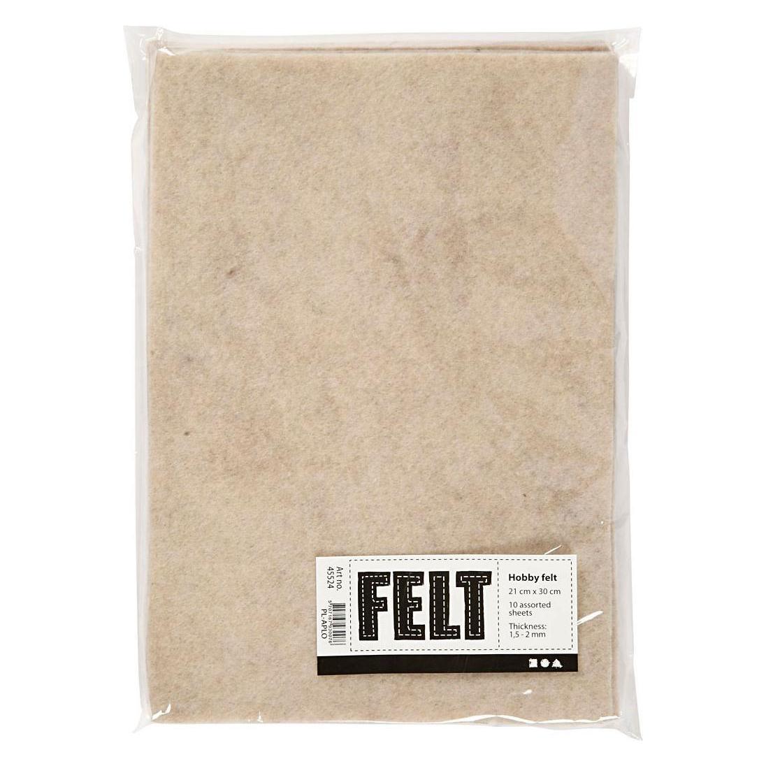 Creativ Company Bastelfilz 10 Blatt, Nature meliert (29.70 x 21 cm) (45524)