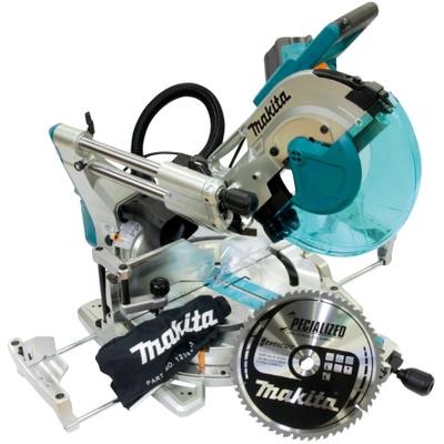 Kapp- und Gehrungssäge MAKITA "LS1219L", blau (türkis, schwarz, silber), B:66,4mm H:725mm, Sägemaschinen, 305 mm