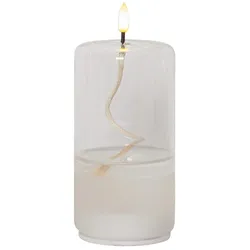 LED Kerze ,Flamme Float' im Glas , Ölkerzen-Optik , Gelkerze mit Docht , transparent , Flacker-Effekt , H 17cm , Ø 8cm