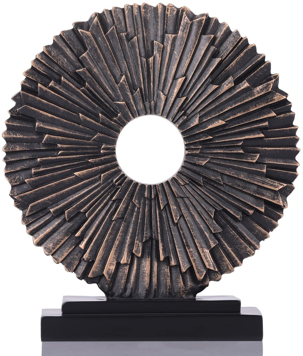 Decoratief Beeldje Moderne Abstracte Sculptuur van Hars Getextureerd Zwart-Goud 24 cm