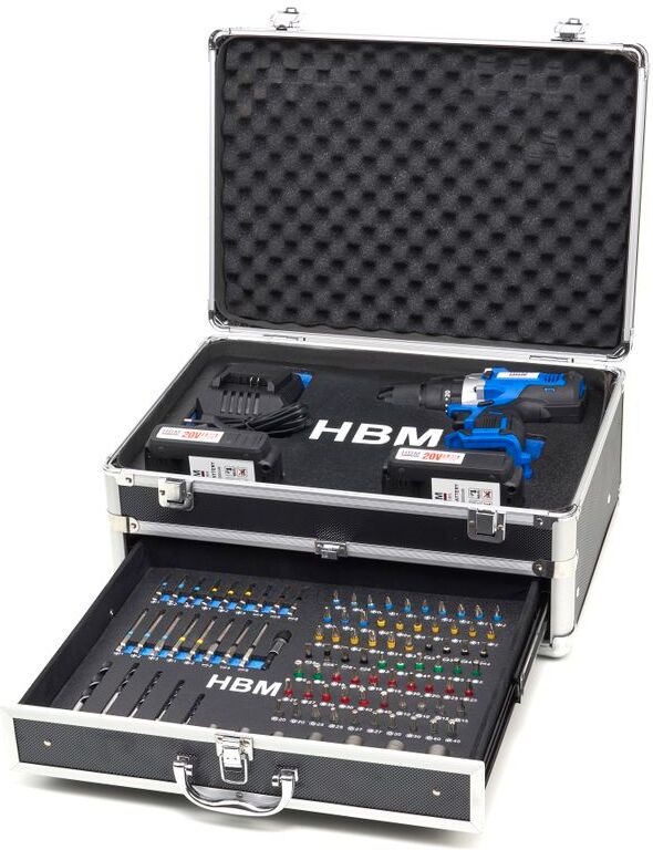 HBM Trapano a batteria 20V 2.0Ah con set di 100 accessori