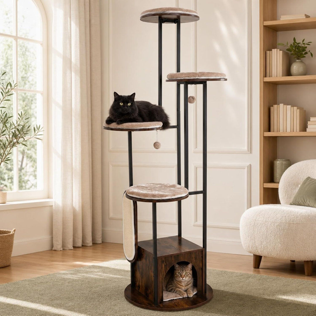 Brayden Studio 183 cm H Cat Tree / Condo Brown 183cm H X 60cm W X 36cm D