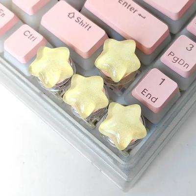 Cute Translucent Star Keycaps Set For Mechanical Keyboard Aesthetic Customization yellow