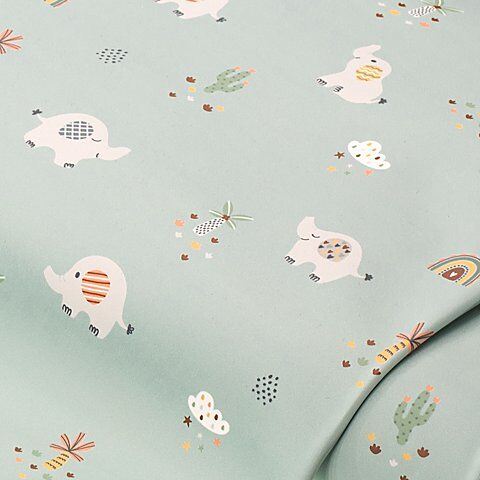 Regenjackenstoff „Elefanten“, mint-color