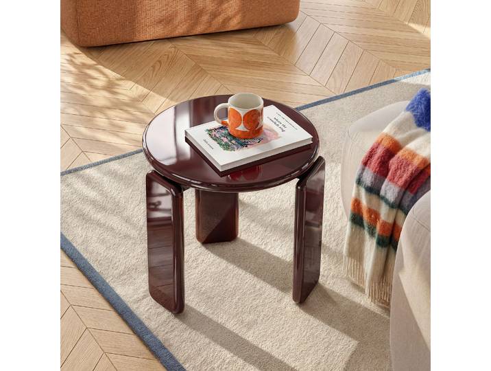 HABITAT - Table d'appoint ronde laquage haute brillance - Bordeaux - Balma