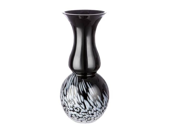 GILDE Deko Pokal Vase Noir Blanc - Vase de décoration Moderne Objet en Verre Vase de Fleurs Fait Main en Verre coloré - Hauteur 36\,5 cm