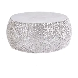 riess-ambiente Couchtisch ABSTRACT LEAF - Runder Couchtisch 75cm silber antik Metall filigrane Handarbeit