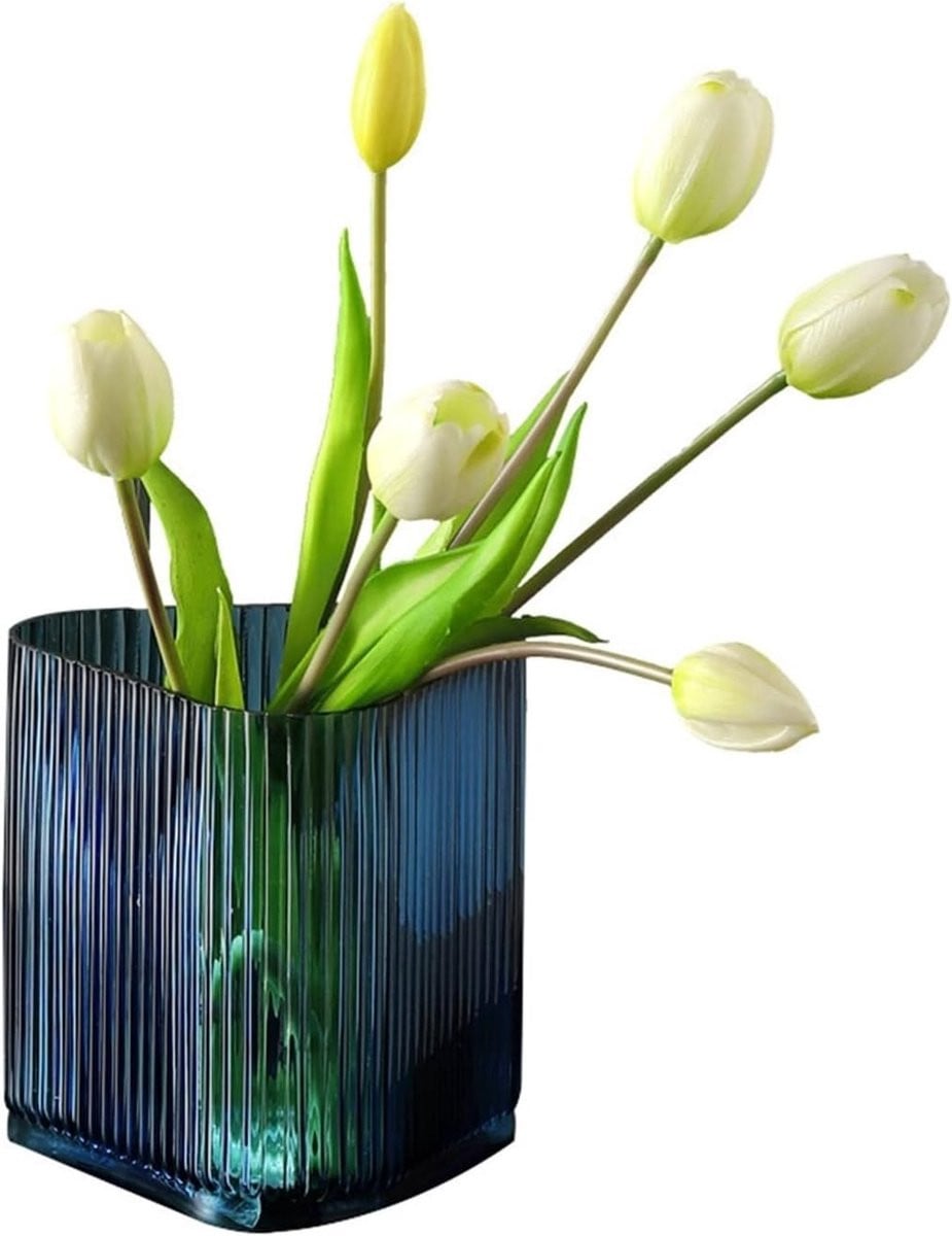 Handgemaakte gestreepte glazen vaas voor woonkamer decoratie