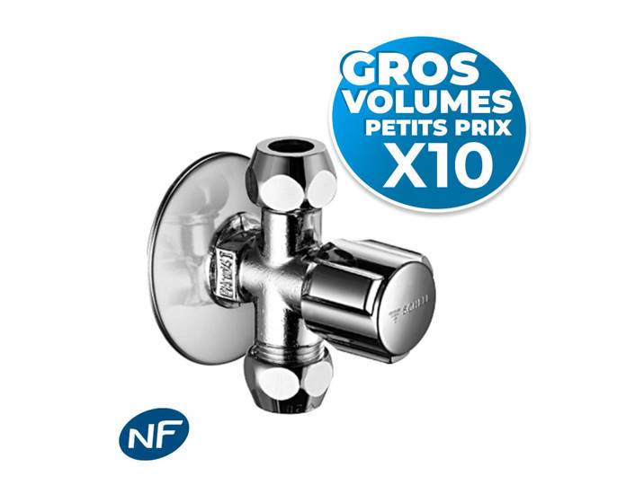 lot de 10 Comfort Robinet d'équerre avec 2 sorties et poignée (049910699-GVP10)