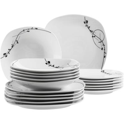 Teller-Set MÄSER "LONDRA, Geschirr-Set, Porzellan", weiß, 18 Stk., Porzellan, Geschirr-Sets, Teller Set
