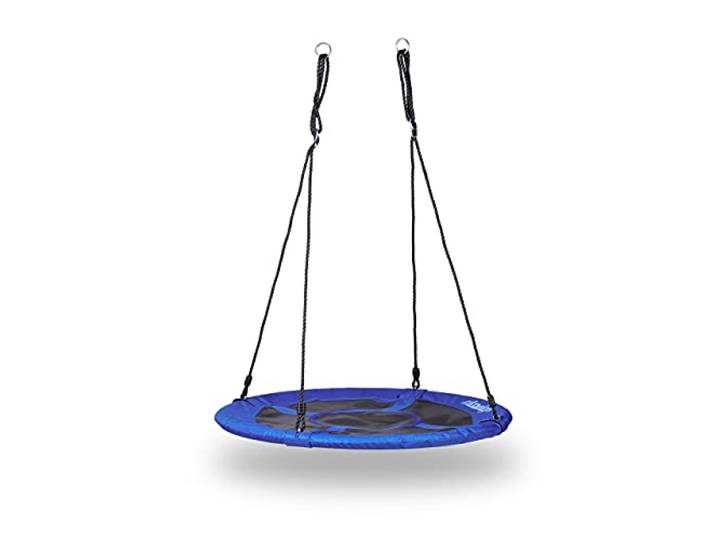 Relaxdays Balançoire nid d'oiseau rond Bleu foncé 100 x 100 x 145 cm 10020820_652