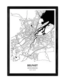 POSTER Karte Von Belfast - Uk A4 Rahmenlos