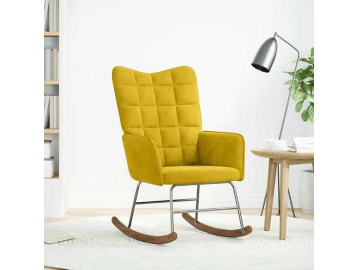 Chaise à bascule - COCO - Rocking-chair(1 PLACE)- Velours - Jaune - accoudoirs - 61x78x98 cm &56jbn21r