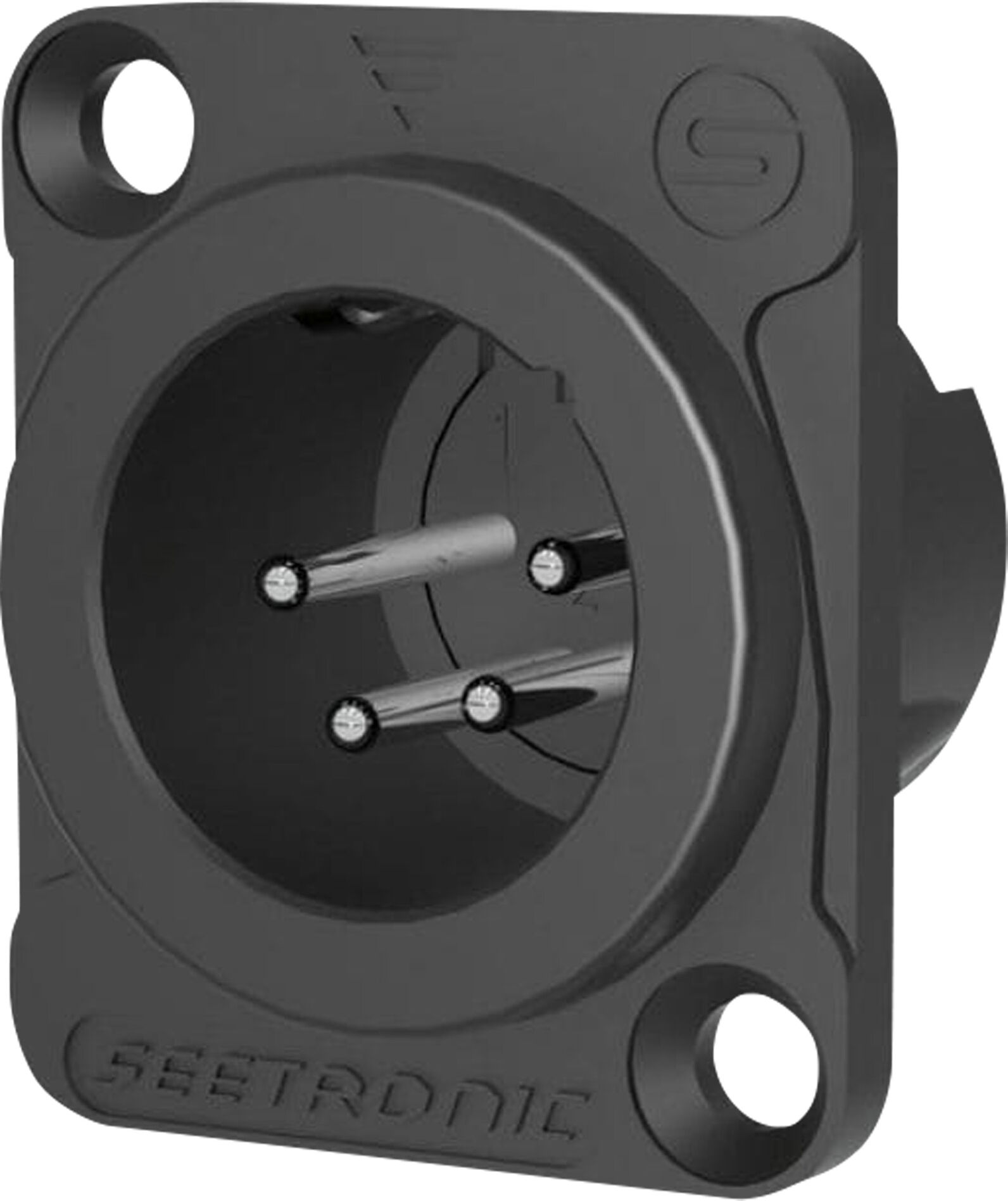 Seetronic Xlr 4p-Chassis – Stecker, Silberne Kontakte – Schwarzes Gehäuse