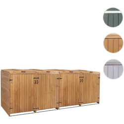 XL 4er-/8er-Mülltonnenverkleidung HWC-H74, Mülltonnenbox, erweiterbar 126x316x98cm Holz FSC® ~ braun