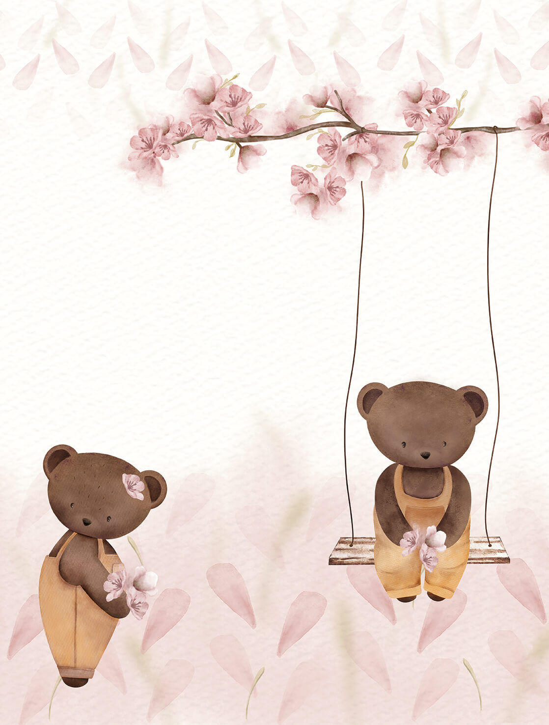 Decoprint Cute Walls- Swinging Teddy 212x280cm - CW6127-1   5415058086206   Behang