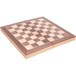 Longfield Schachspiel, klappbar 30 x 30 x 5 cm - Buchenholz mit Walnussfurnier