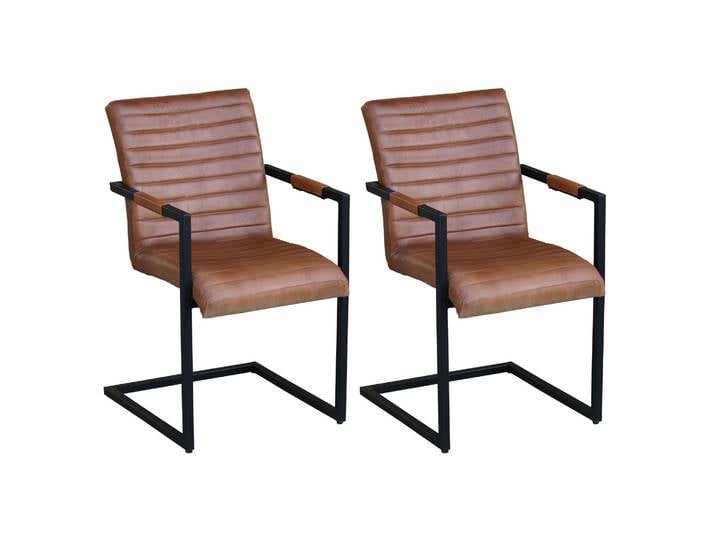 Esszimmerstuhl Leder Vintage AUDREY 2er Set braun