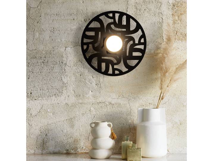 Applique murale Labyrinthe, Ø 40 cm noir - MARKET SET - Salon / séjour - Design - Métal - Rond