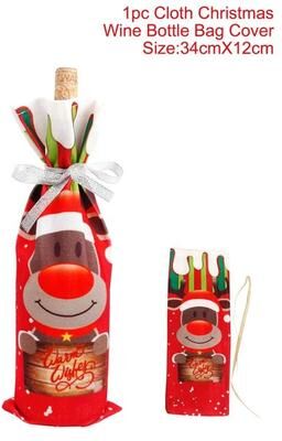 Inspire Select Christmas Wine Bottle Cover Festive Xmas Bottle Sleeve Decoration For Holiday Table, Christmas & New Year Party Gift red