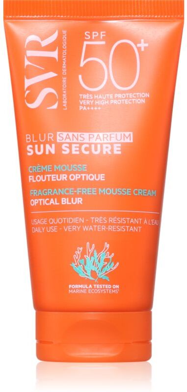 SVR Sun Secure Blur Crème mousse de flou optique pour un teint uniforme sans parfum SPF 50+ 50 ml