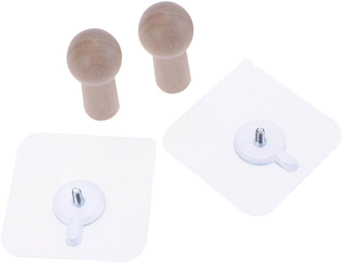 Set van 6 krasvrije wandhaken in houtkleur voor het organiseren van je ruimte