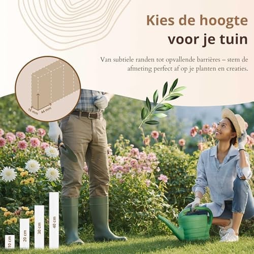 Floranica borderrand hout antraciet - 40 cm hoog - 200 cm - rechte bovenkant - grenen tuinafscheiding