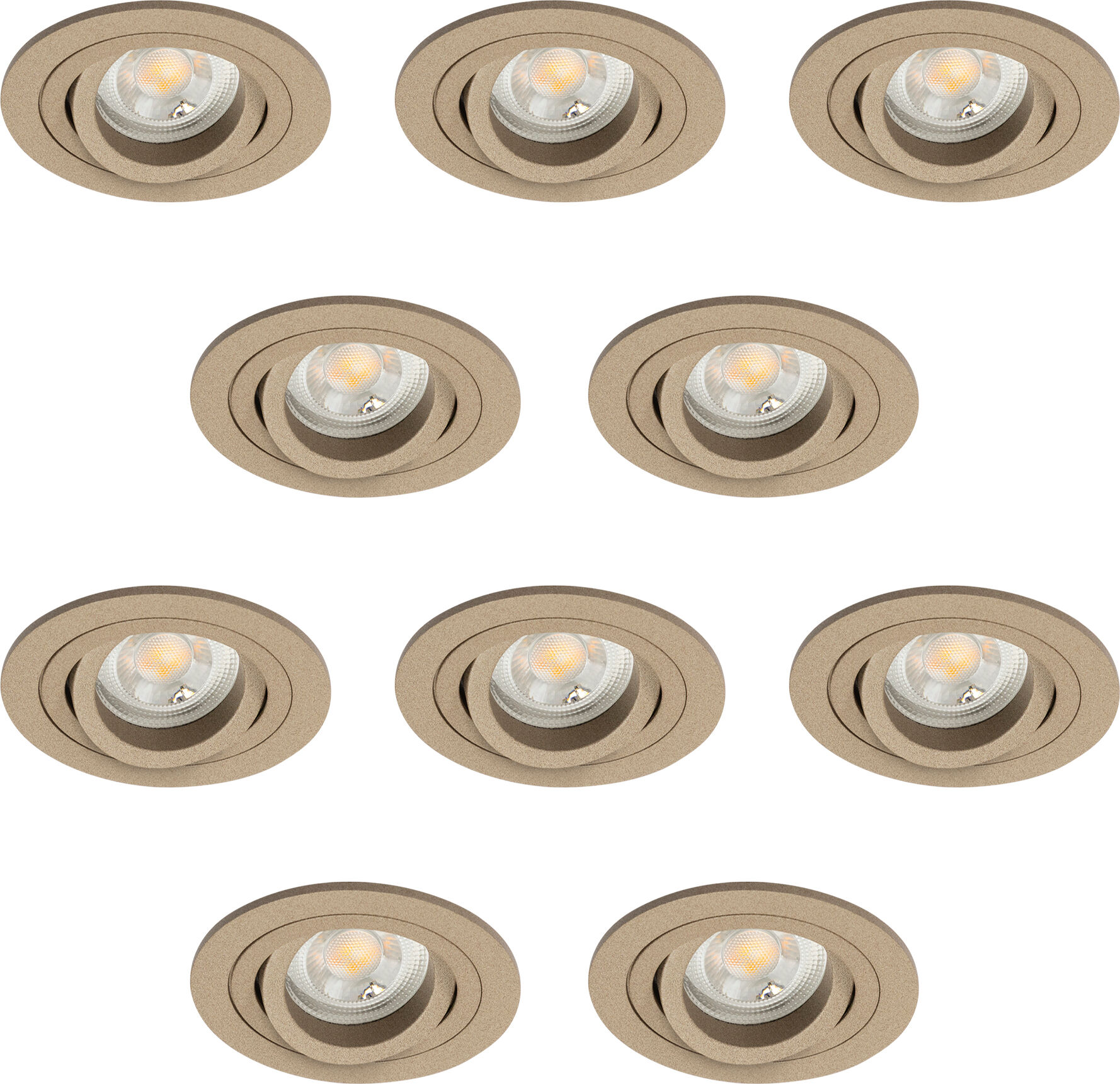 KS Verlichting Set van 10 Lune Inbouwspots Rond Champagne
