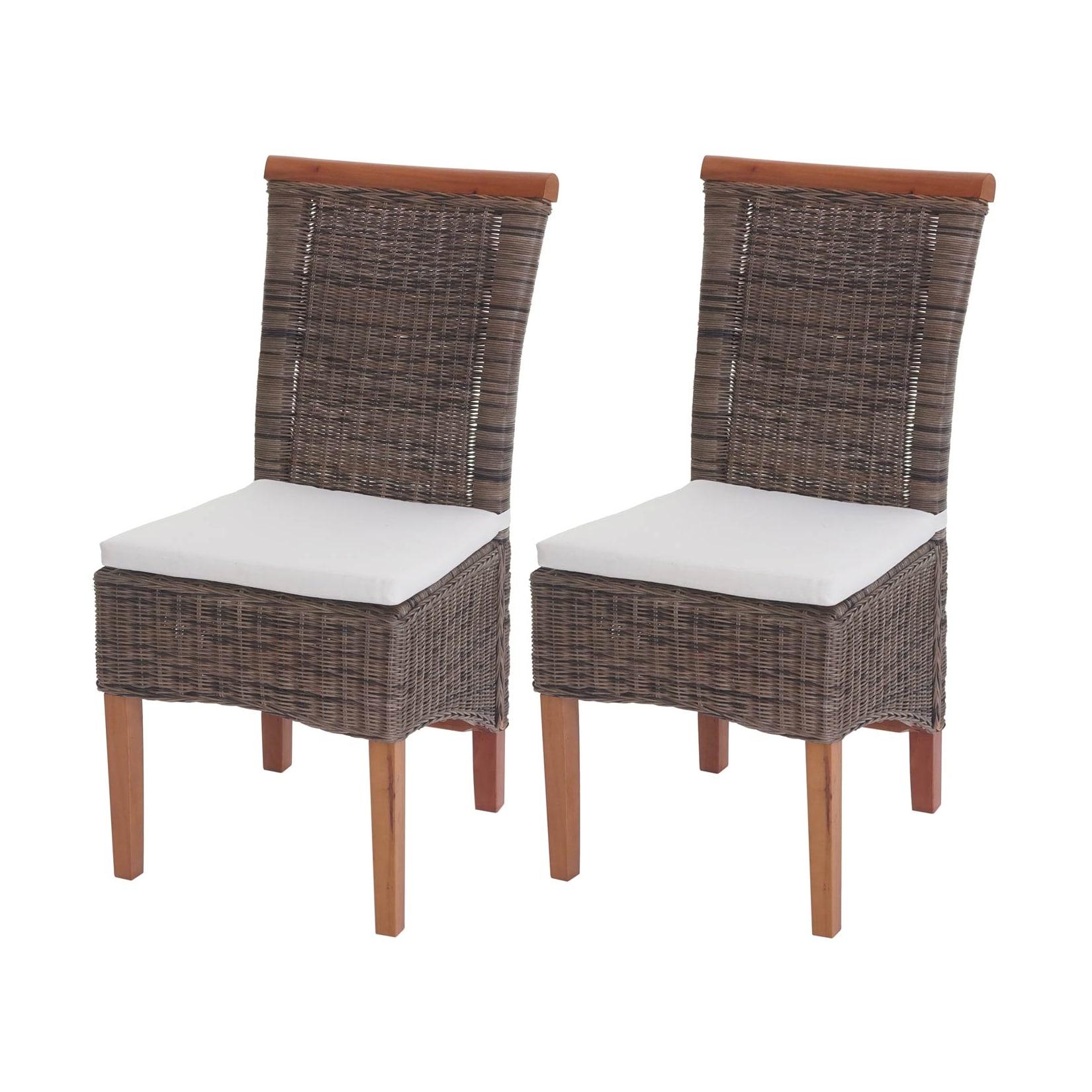 2er-Set Esszimmerstuhl Sinio, Stuhl Küchenstuhl, Rattan ~ mit Sitzkissen