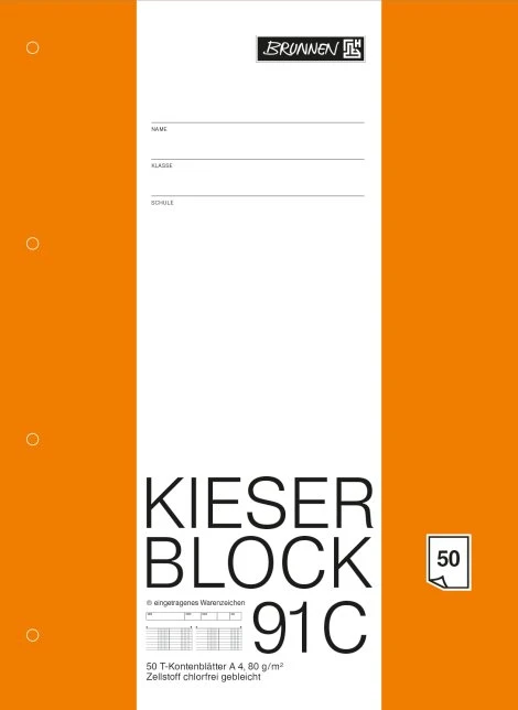 BRUNNEN Arbeitsblock Kieserblock DIN A4 T-Konten Lineatur 91C