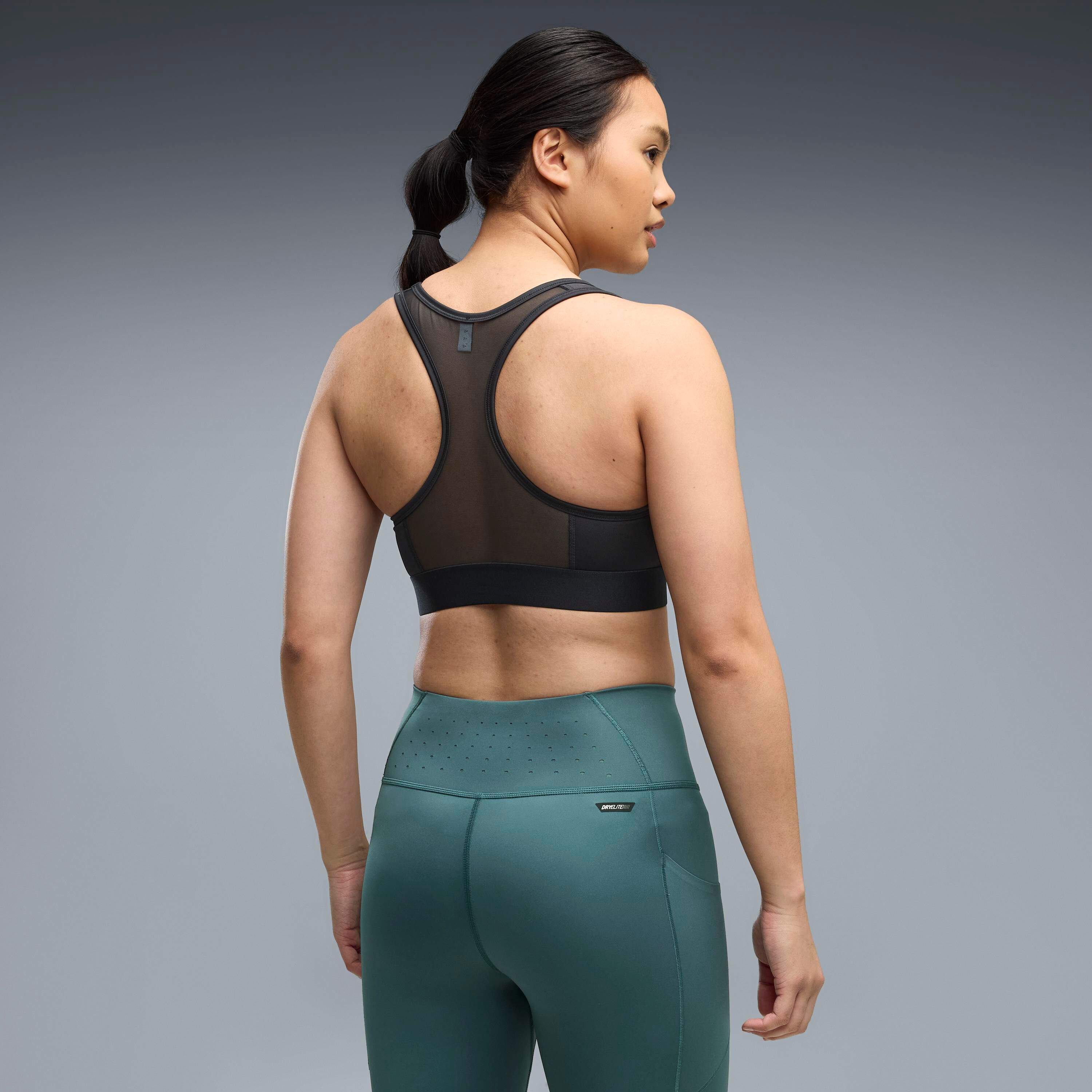 Sport-BH PUMA "W X HYROX MID BRA", Damen, Gr. XL, N-Gr, puma schwarz, Interlock, Obermaterial: 85% Polyester, 15% Elasthan, schmal, BHs Sport-BH, schmale Passform, für Fitness-Training, sportlicher Stil puma schwarz XL, N-Gr