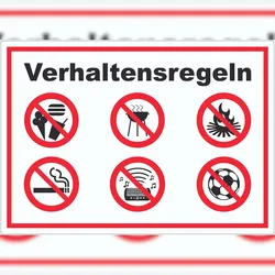 HB-Druck Aufkleber Verhaltensregeln Verbote A8 (52x74mm)