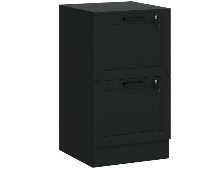 Caisson bureau mobile 2 tiroirs et serrure bois noir
